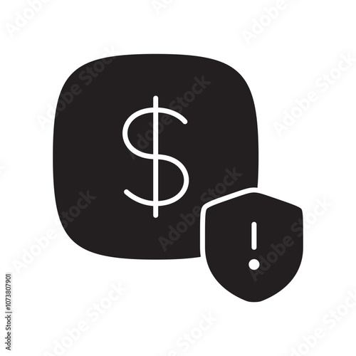 Overdraft Protection Icon with Shield and Dollar for Negative Balance