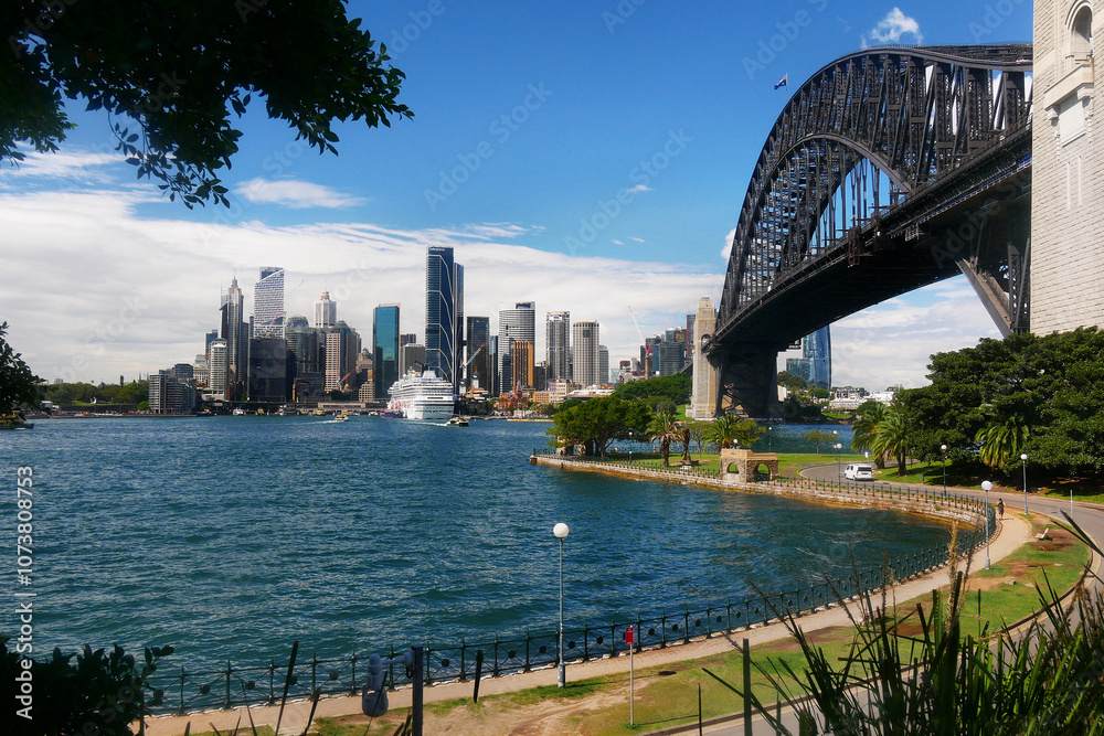 Naklejka premium Sydney City, Australia. Sydney harbour and the Sydney Harbour bridge. 