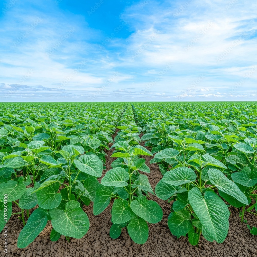 Early morning light on a soybean field and soy plants, using stock Early morning light on a soybean field and soy plants, using stock