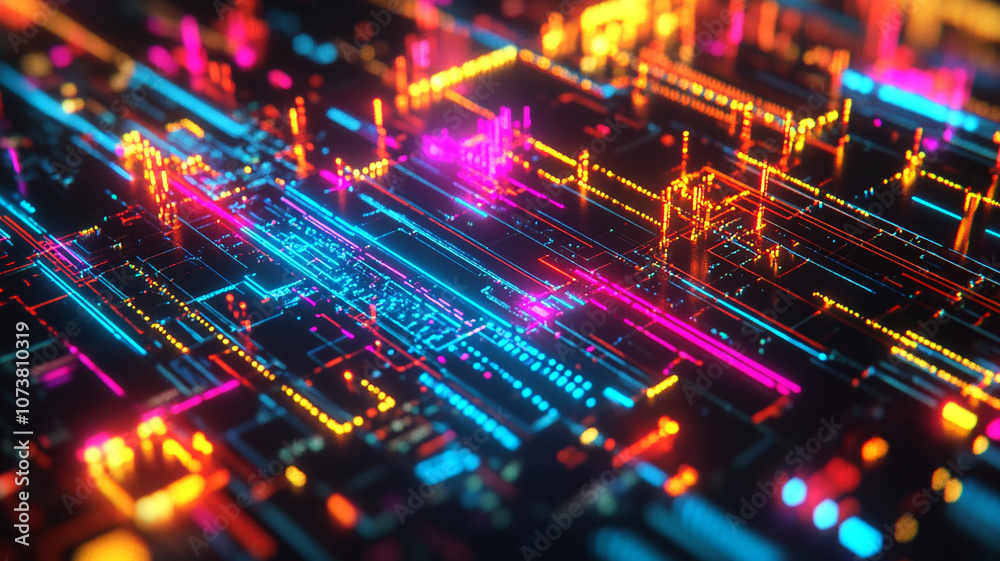 Obraz premium circuit board with glowing lines
