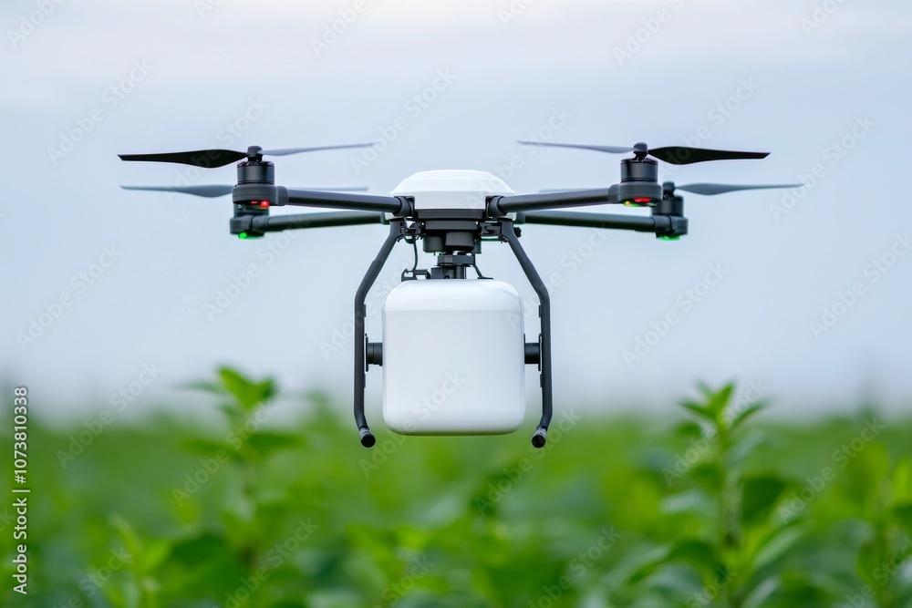 Agricultural drone spraying fertilizer on tobacco fields, concept of agricultural drones Agricultural drone spraying fertilizer on tobacco fields, concept of agricultural drones