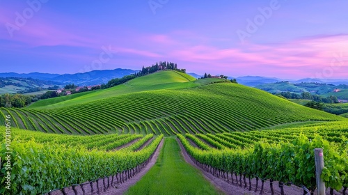 Wallpaper Mural Stock illustration of rolling hills under a lush vineyard Torontodigital.ca