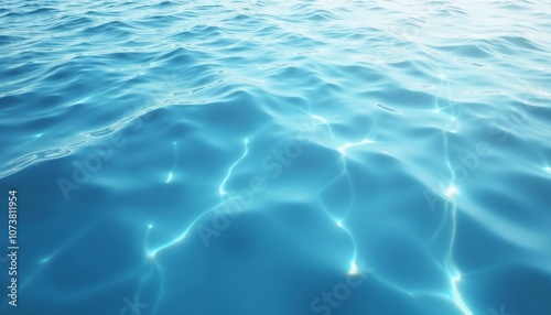 Crystal clear water surface, tranquil atmosphere, soft waves, blue shades, abstract background