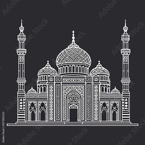 a mosque with a gray color in the background