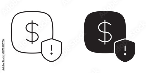 Overdraft Protection Icon with Shield and Dollar for Negative Balance