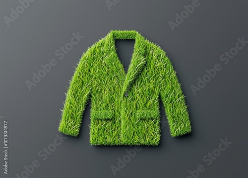 The suit of a businesswoman made from green moss is an illustration of an eco-friendly business
