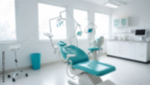 Blurred dental clinic background. Defocused interior of modern dental office. 