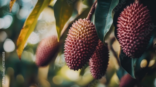 Close up view of the salacca fruit on its tree with selective focus