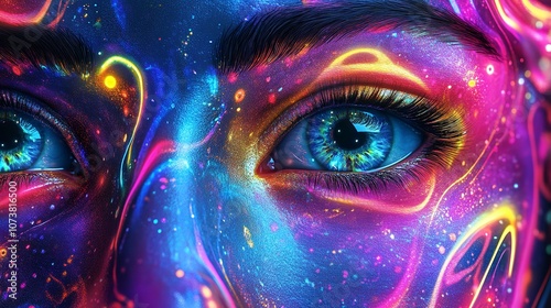 Abstract Woman Eyeball Background Hypnotic Neon Data 3D Digi Art

 photo