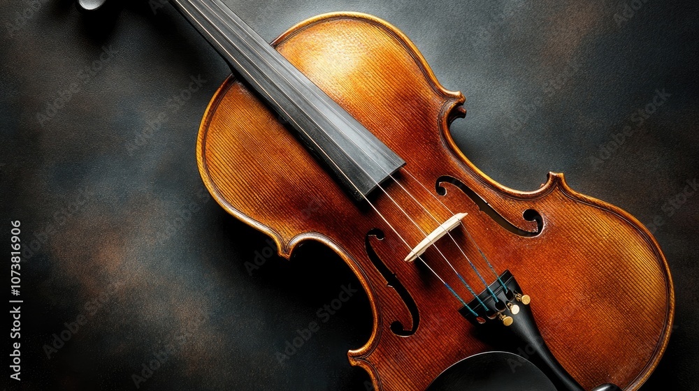 Fototapeta premium Close up of a violin against a dark background