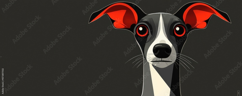 Fototapeta premium art illustration of a cute dog with colorful ears