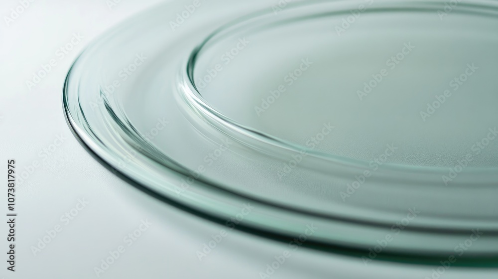 Close up view of a slender glass plate featuring subtle edges and lines Close up view of a slender glass plate featuring subtle edges and lines