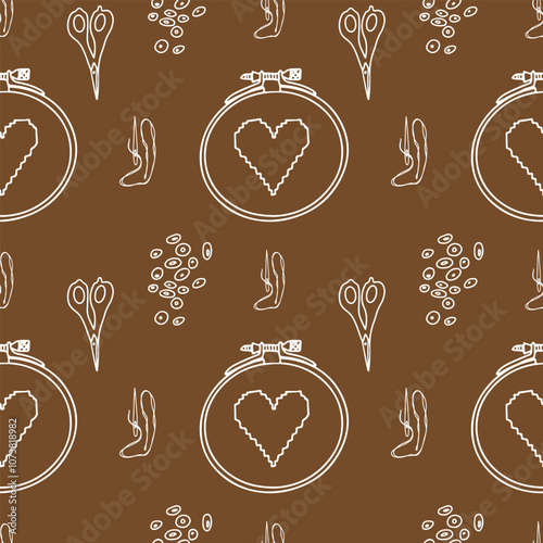 Embroidery doodle needlework pattern vector art