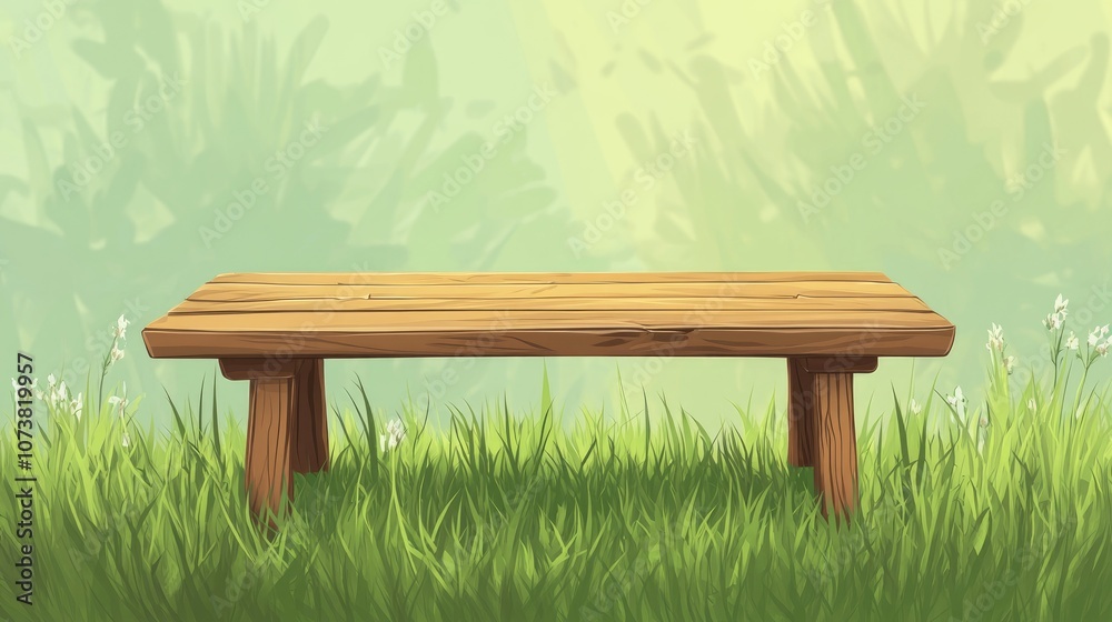 Fototapeta premium Empty wooden table set against a green backdrop ideal for showcasing products in a montage High quality image