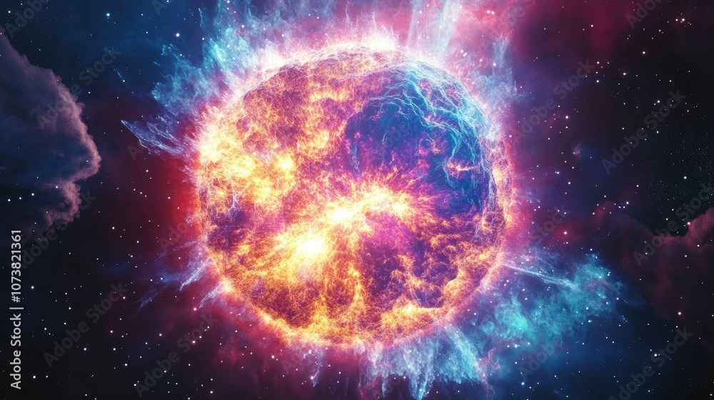 Artwork of a supernova explosion in 3D cartoon rendering Artwork of a supernova explosion in 3D cartoon rendering
