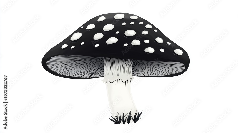 Amanita mushroom 2D cartoon icon Black 2D cartoon icon on a white background featuring the amanita design Amanita mushroom 2D cartoon icon Black 2D cartoon icon on a white background featuring the amanita design