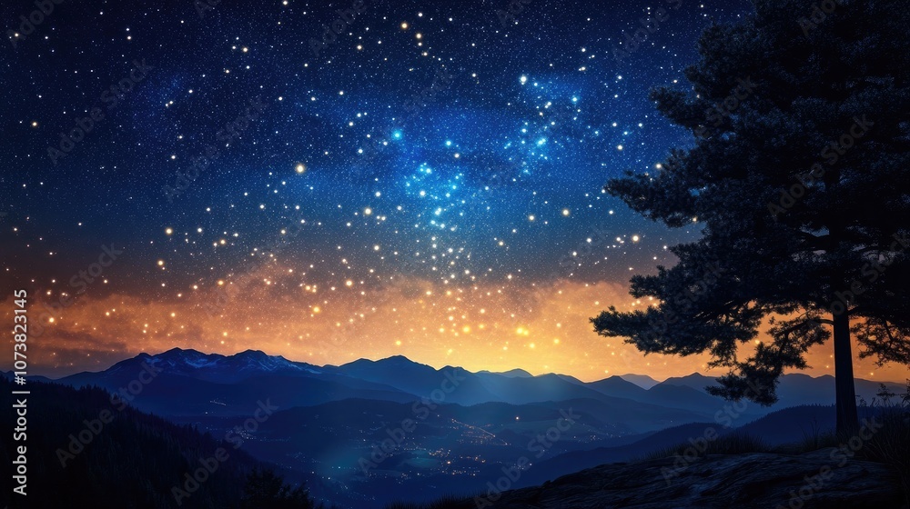 Night sky with a thousand stars in a 3D cartoon rendering It s perfect for stargazing Night sky with a thousand stars in a 3D cartoon rendering It s perfect for stargazing