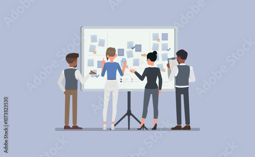 Team Collaboration concept. Professionals team working together, brainstorming ideas character vector illustration design.