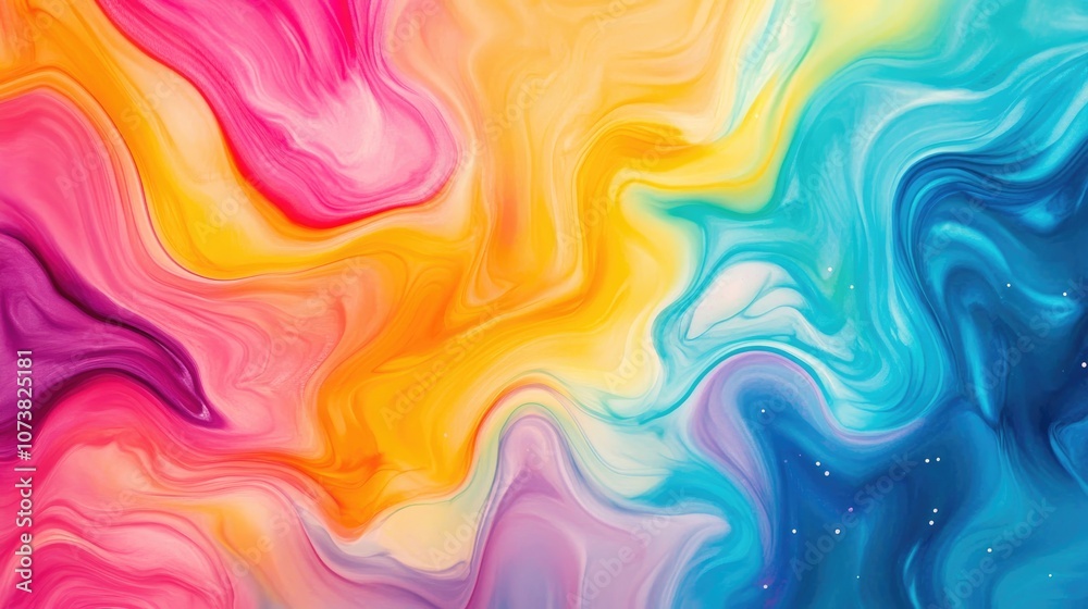 A vibrant abstract background featuring fluid wavy patterns with psychedelic colors A vibrant abstract background featuring fluid wavy patterns with psychedelic colors