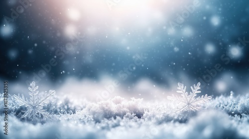 Background with various snowflake sizes and glowing details