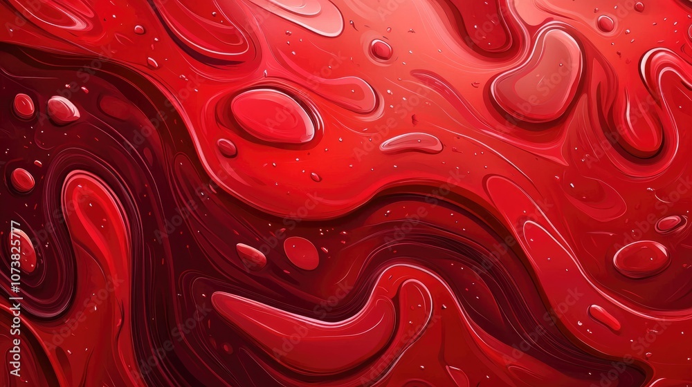 Vibrant Red Abstract Background with 2D Cartoon Illustration Vibrant Red Abstract Background with 2D Cartoon Illustration