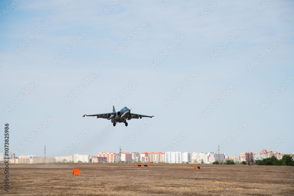 Fototapeta premium Military aircraft takes off