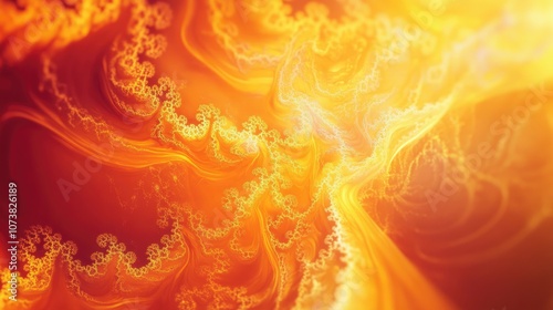 Abstract background featuring a vibrant orange and yellow color palette with intricate raster fractal designs