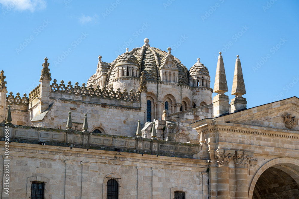 Zamora, Spain - April 17, 2024: Zamora Cathedral Zamora, Spain - April 17, 2024: Zamora Cathedral