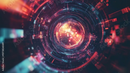 Wallpaper Mural Futuristic abstract background featuring a circular infinity design with a glitch effect perfect for conceptual themes Torontodigital.ca