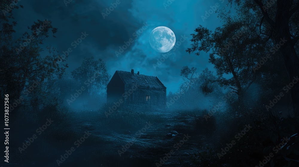A haunting night illuminated by a full moon A haunting night illuminated by a full moon