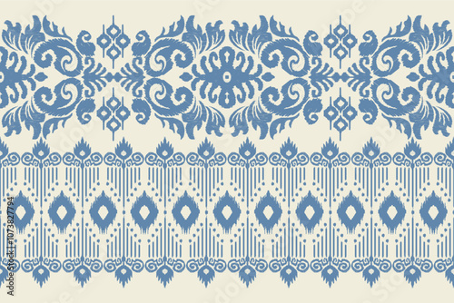 Motifs Ikat floral paisley embroidery floral.ikat ethnic oriental pattern traditional.Saree sarong Ikat embroidery style abstract embroidery design for texture, fabric, clothing, wrapping, decoration