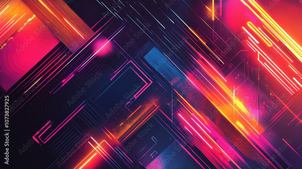 Abstract patterns with backlighting featuring vibrant lines and neon lights Abstract patterns with backlighting featuring vibrant lines and neon lights