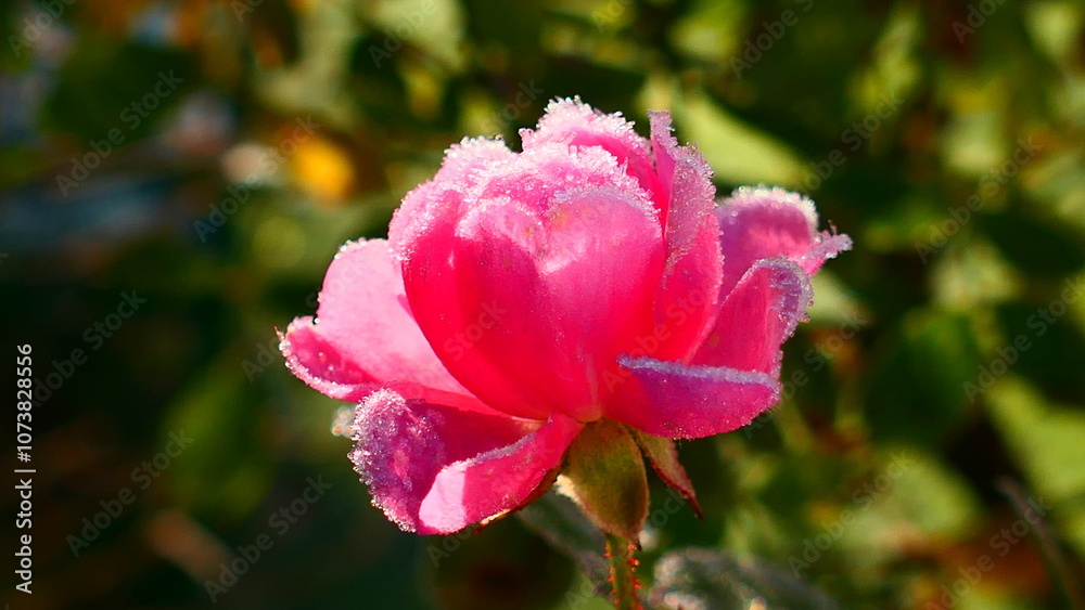 pink farbige Rosenblüte im Herbst pink farbige Rosenblüte im Herbst