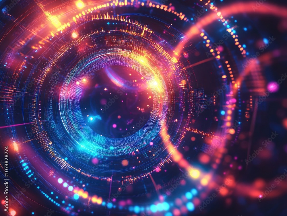 Abstract luminous background featuring swirling patterns glowing circles data clouds light rings sparkling particles vibrant ellipses glinting spheres and a bright border that resembles a magical Abstract luminous background featuring swirling patterns glowing circles data clouds light rings sparkling particles vibrant ellipses glinting spheres and a bright border that resembles a magical