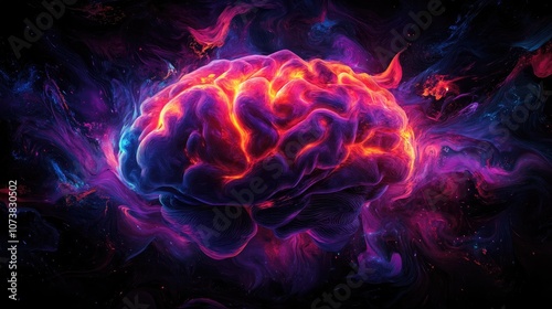 Vibrant and luminous illustration of a human brain