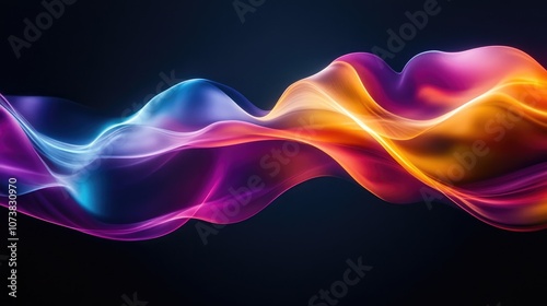 Vibrant fluid waves in bright colors against a dark background creating a captivating visual experience