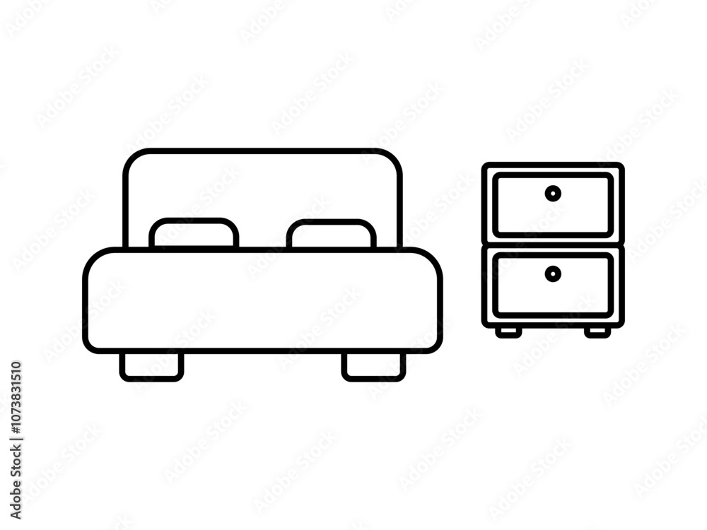 Bed icon on white background. Vector illustration Bed icon on white background. Vector illustration