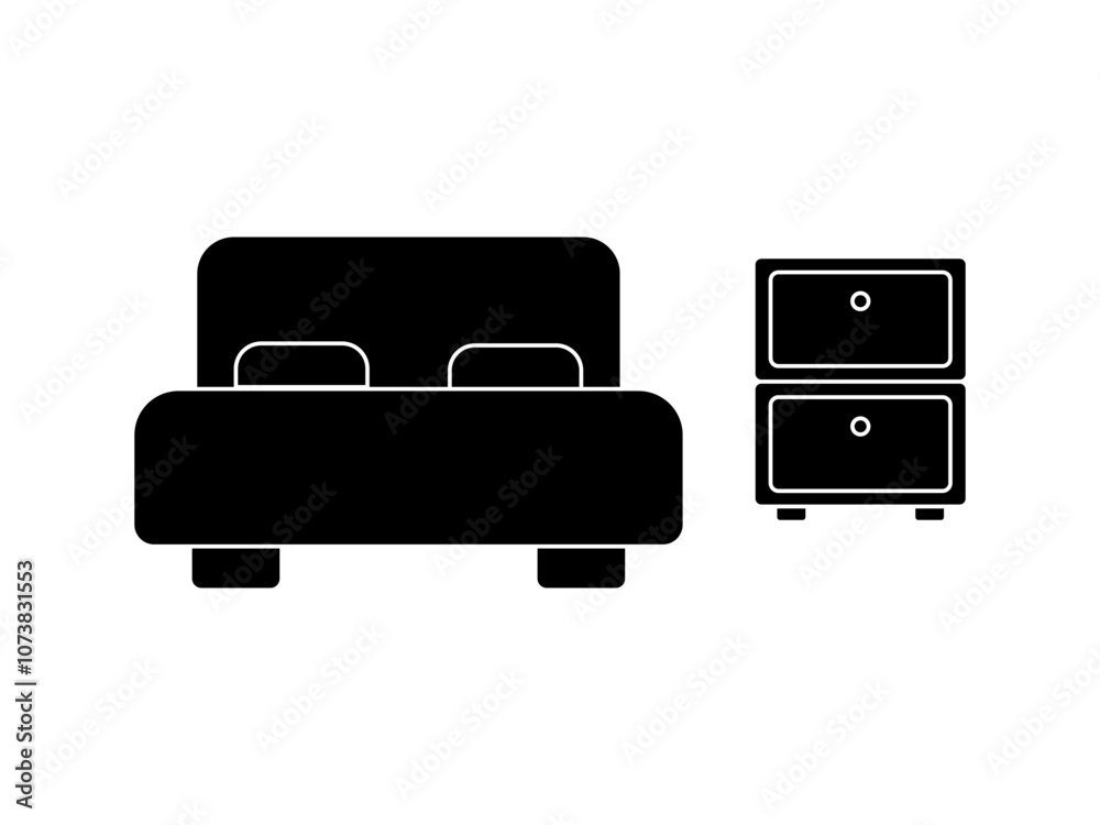 Bed icon on white background. Vector illustration Bed icon on white background. Vector illustration