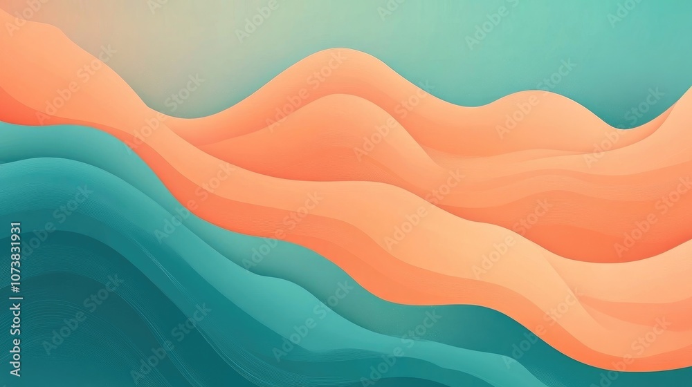 Fototapeta premium Teal peach and orange gradient background
