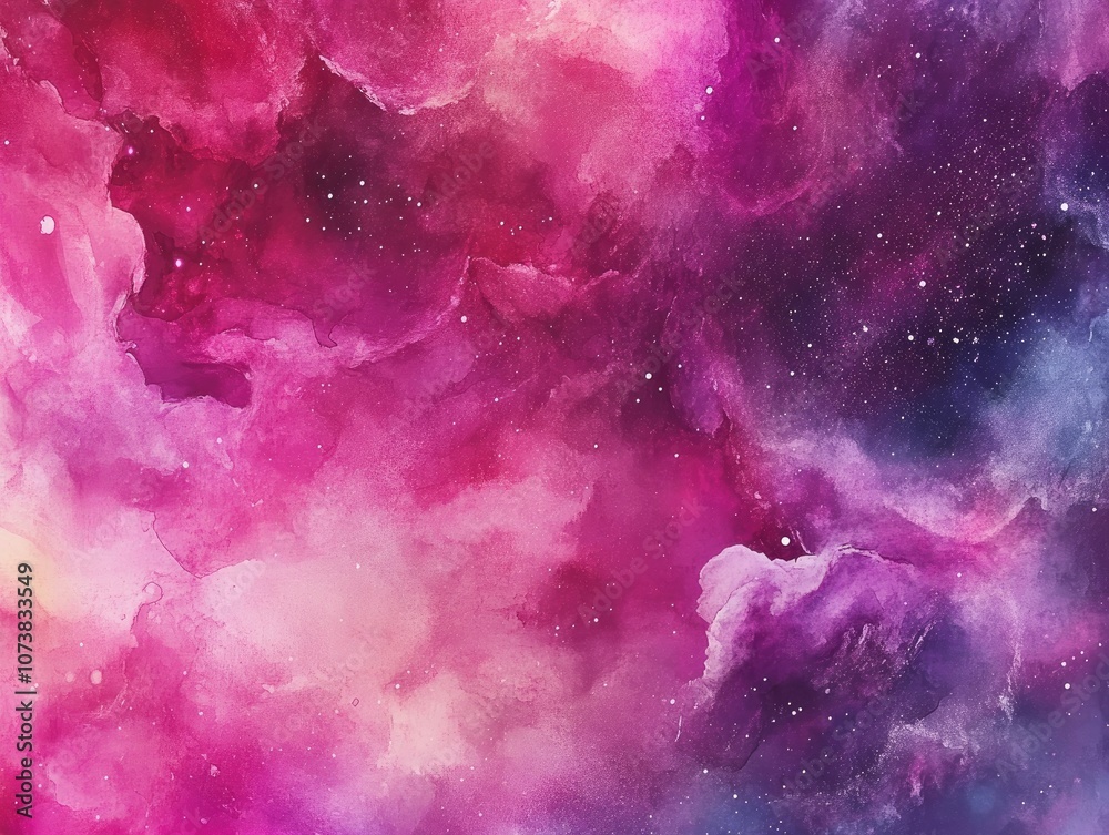 Fototapeta premium Abstract multicolor cosmic texture featuring watercolor illustrations in vibrant pink and purple hues A textured canvas background ideal for contemporary creative designs