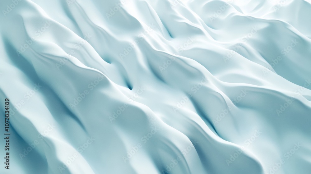 Obraz premium Smooth, flowing abstract waves in soft blue tones create a calming visual effect, AI