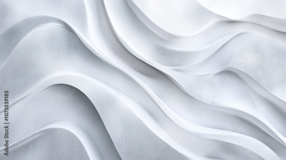 Abstract white waves create a serene and modern artistic wall texture.