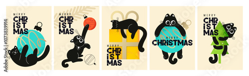 Cute Christmas and New Year Greeting Cards. Vector illustration concepts for background, greeting card, party invitation card, website banner, social media banner, marketing material.