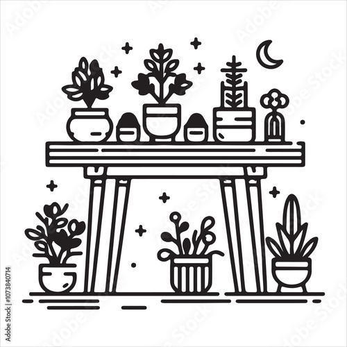 Minimalist line art logo sign for home interior