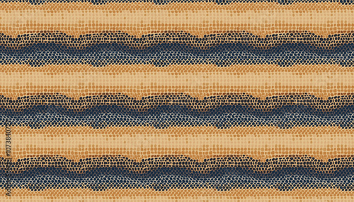 Boa snake brown and blue skin seamless pattern. Fashionable print of cobra snakes scales texture. Vector illustration.