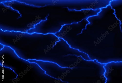 Blue lightning bolts on a black background texture