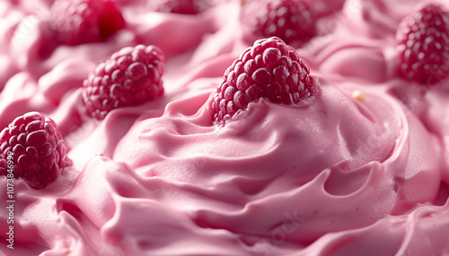 full frame hyperrealistic raspberry mousse photo