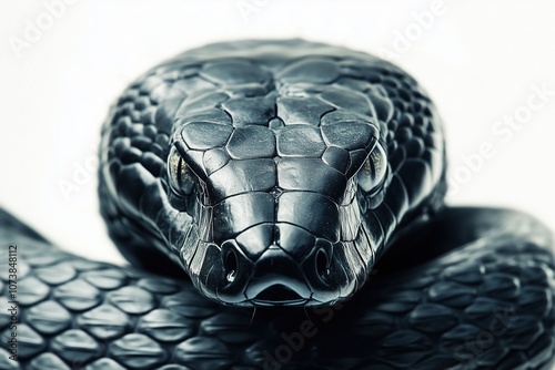 Cobra Tattoo in Black and White with Detailed Scales and Depth