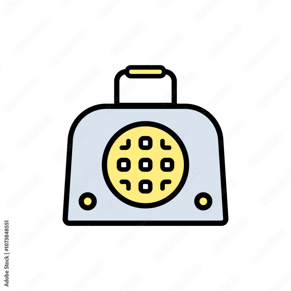 Pet carrier symbol. Comfortable animal travel. Cat carrier color vector icon. Cage cat and dog. Carrier crate. Animals. Isolated vector illustration. Pet carrier symbol. Comfortable animal travel. Cat carrier color vector icon. Cage cat and dog. Carrier crate. Animals. Isolated vector illustration.
