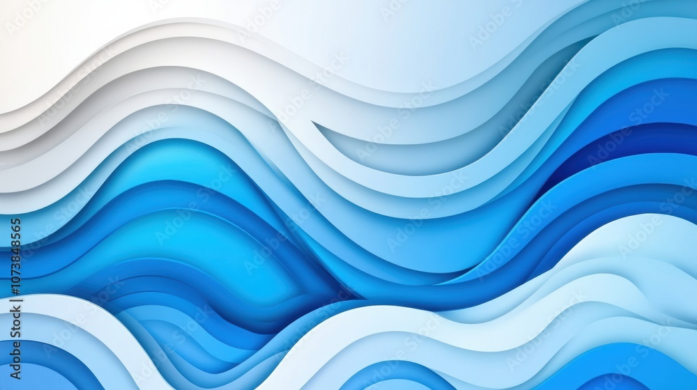 Abstract waves of blue and white create a soothing, flowing pattern, AI Abstract waves of blue and white create a soothing, flowing pattern, AI
